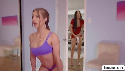 Slut Ts Maid Enjoys Fucking Her Boss While